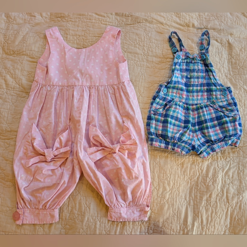 Vintage Toddler Pastel Summer Overalls Bundle